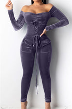 Load image into Gallery viewer, La Bernice Velvet Corset Jumpsuit
